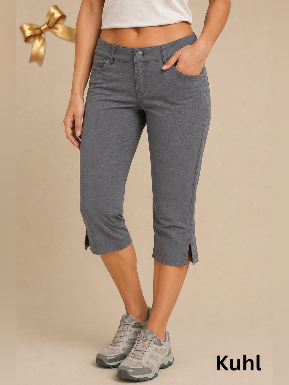 KÜHL Gray Stretch Capri Pants Outdoor Hiking Travel Performance Women’s